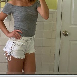 Forever 21 Tie Up Jean Shorts